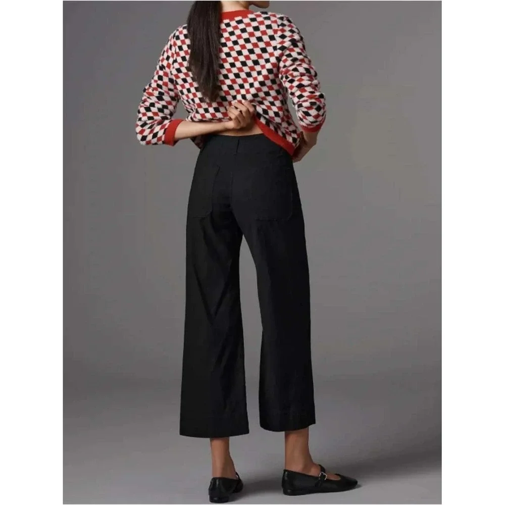 Anthropologie Maeve Colette High Rise Wide Leg Pants Magic Fabric Blnd Linen 29T - Picture 2 of 16